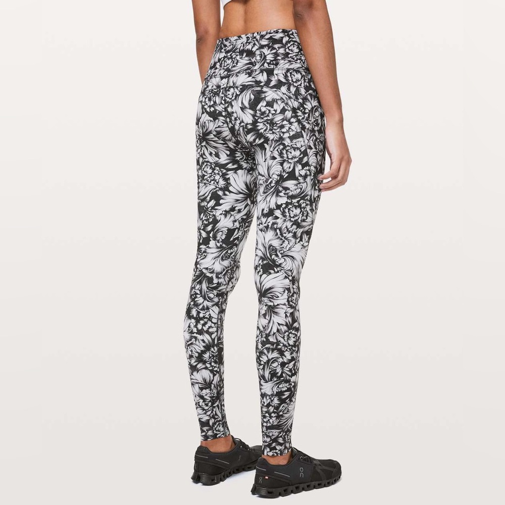 Lululemon Fast & Free Crop II Legging *Nulux 28” Night Garden Ice Grey Black - Picture 5 of 14